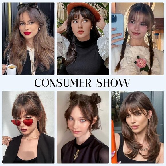 Clip-On Bangs Human Hair Middle Part Dark Brown Natural Look main image 7